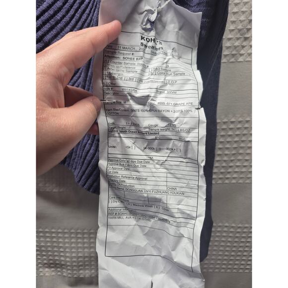 Simply Vera Wang Shirt Women Sz Medium Purple Long Sleeve Pleated Crew Neck 7634 - Picture 3 of 7